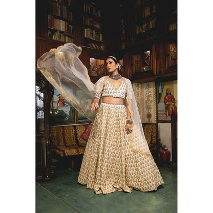 Gulabo Jaipur Parveen White Lehenga (Set of 3)