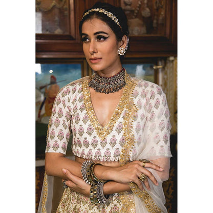 Gulabo Jaipur Parveen White Lehenga (Set of 3)