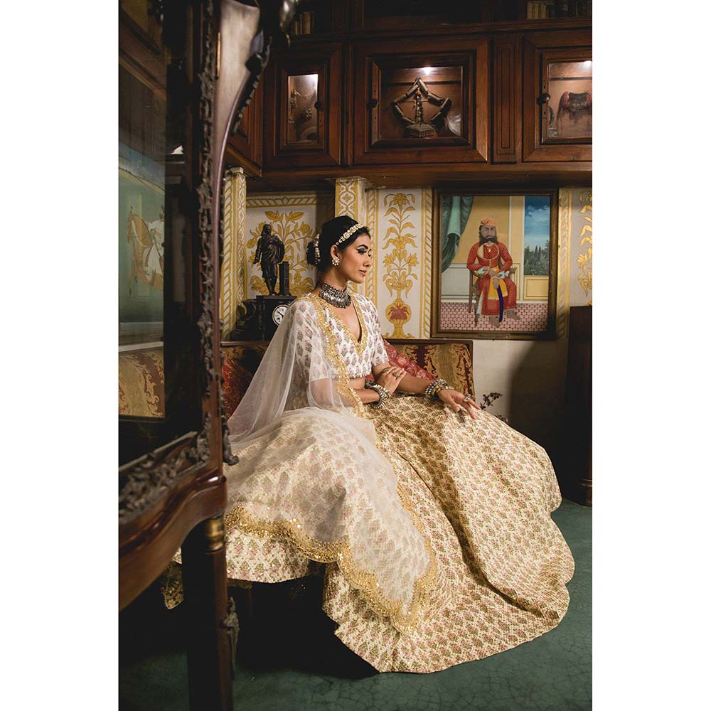Gulabo Jaipur Parveen White Lehenga (Set of 3)
