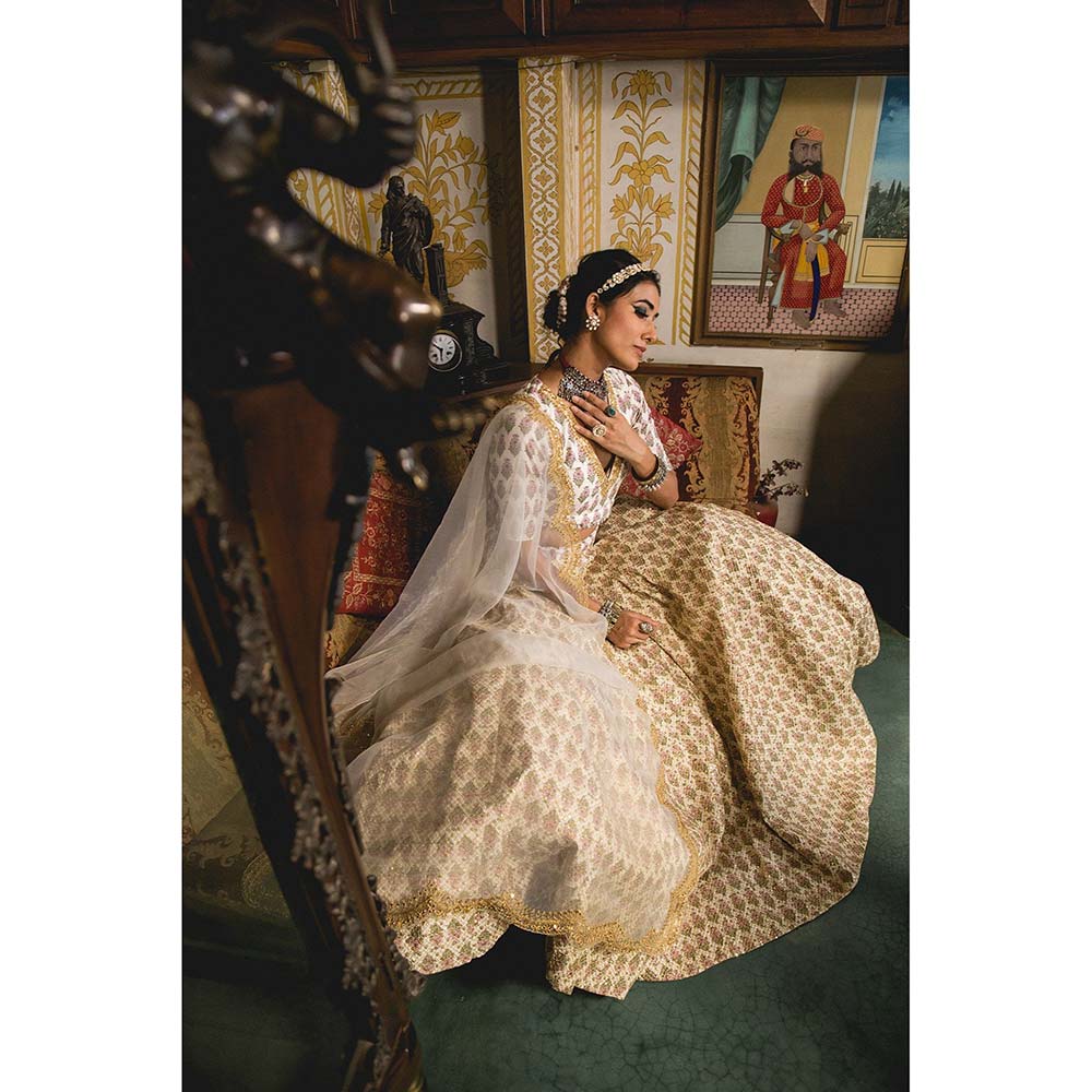 Gulabo Jaipur Parveen White Lehenga (Set of 3)