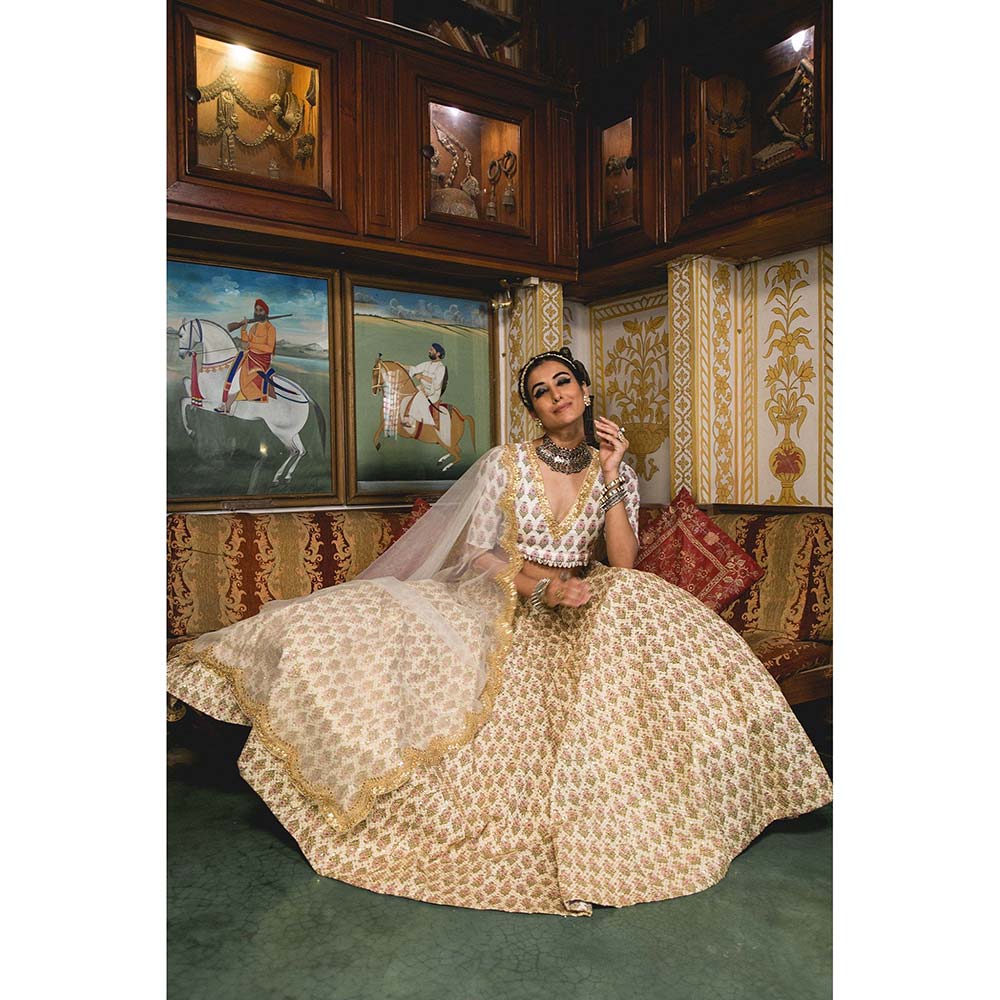 Gulabo Jaipur Parveen White Lehenga (Set of 3)