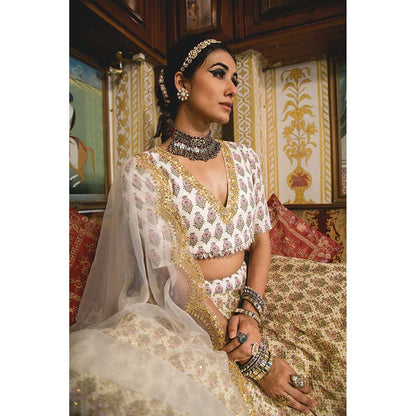 Gulabo Jaipur Parveen White Lehenga (Set of 3)