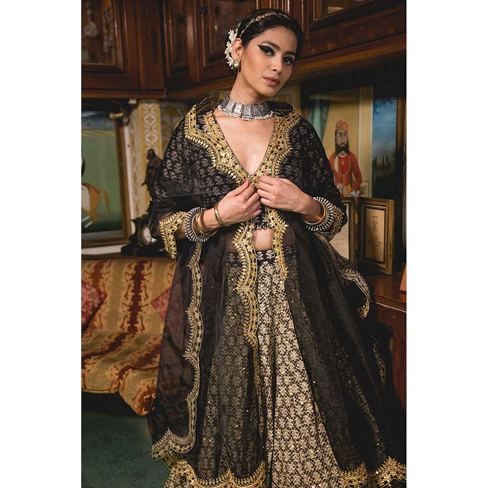Gulabo Jaipur Parveen Black Lehenga (Set of 3)