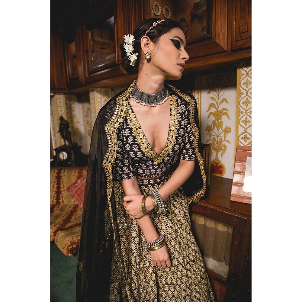 Gulabo Jaipur Parveen Black Lehenga (Set of 3)