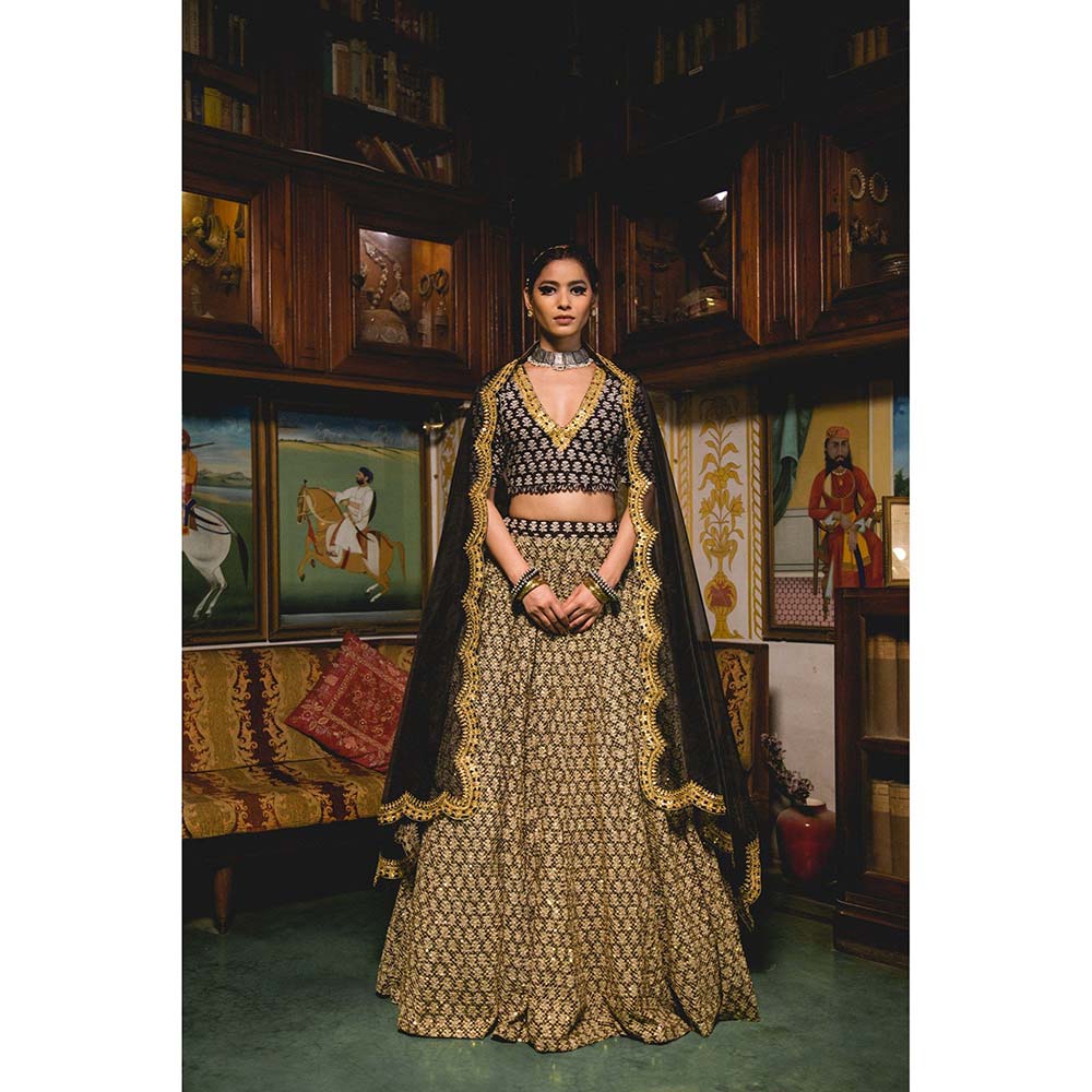 Gulabo Jaipur Parveen Black Lehenga (Set of 3)