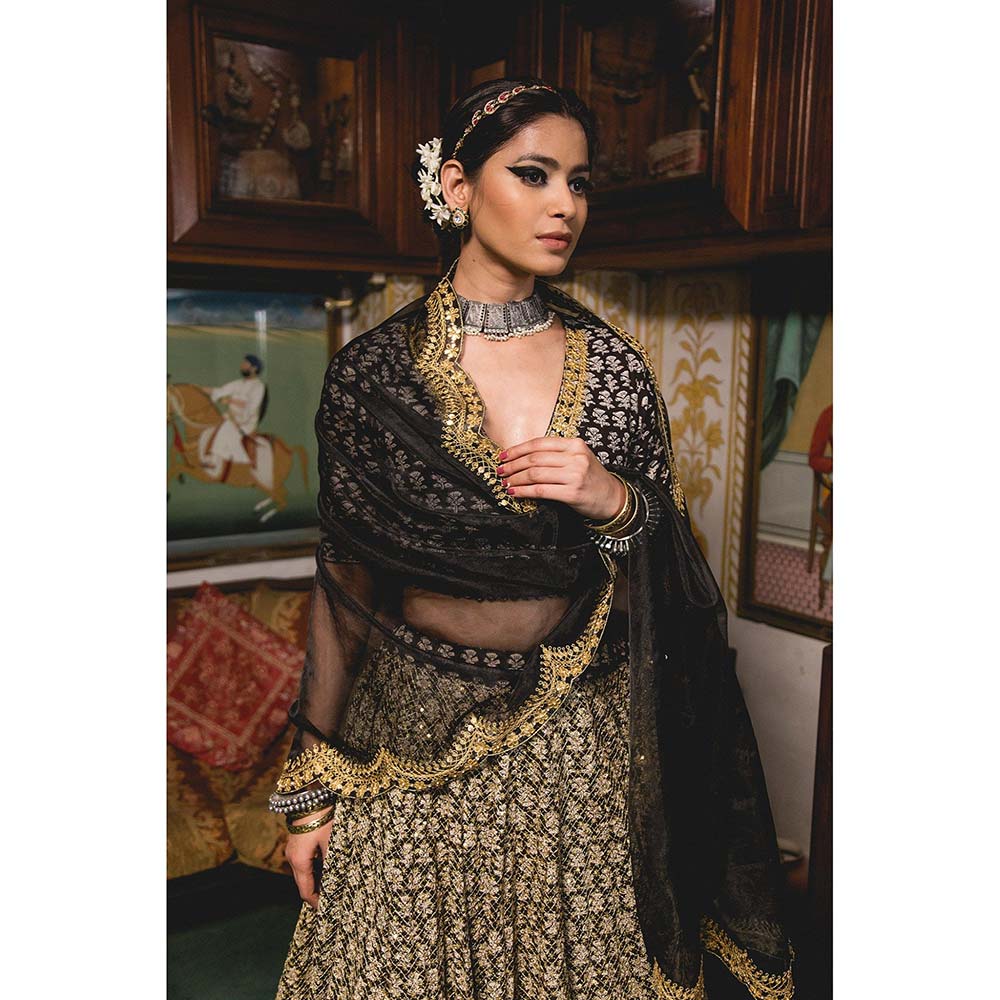Gulabo Jaipur Parveen Black Lehenga (Set of 3)