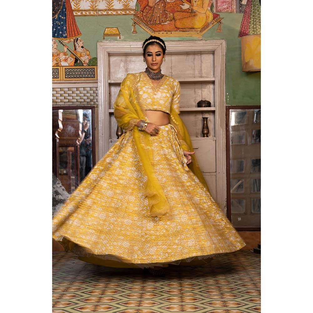 Gulabo Jaipur Parveen Yellow Lehenga (Set of 3)
