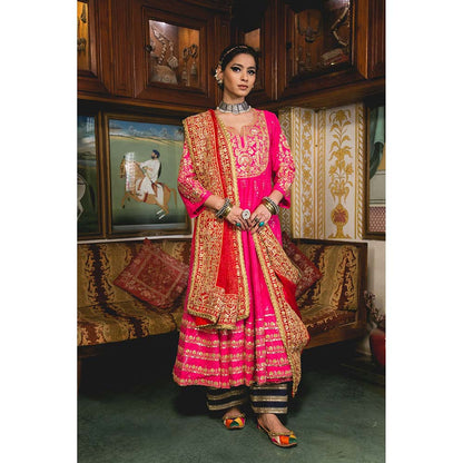 Gulabo Jaipur Nahal Pink Anarkali (Set of 3)