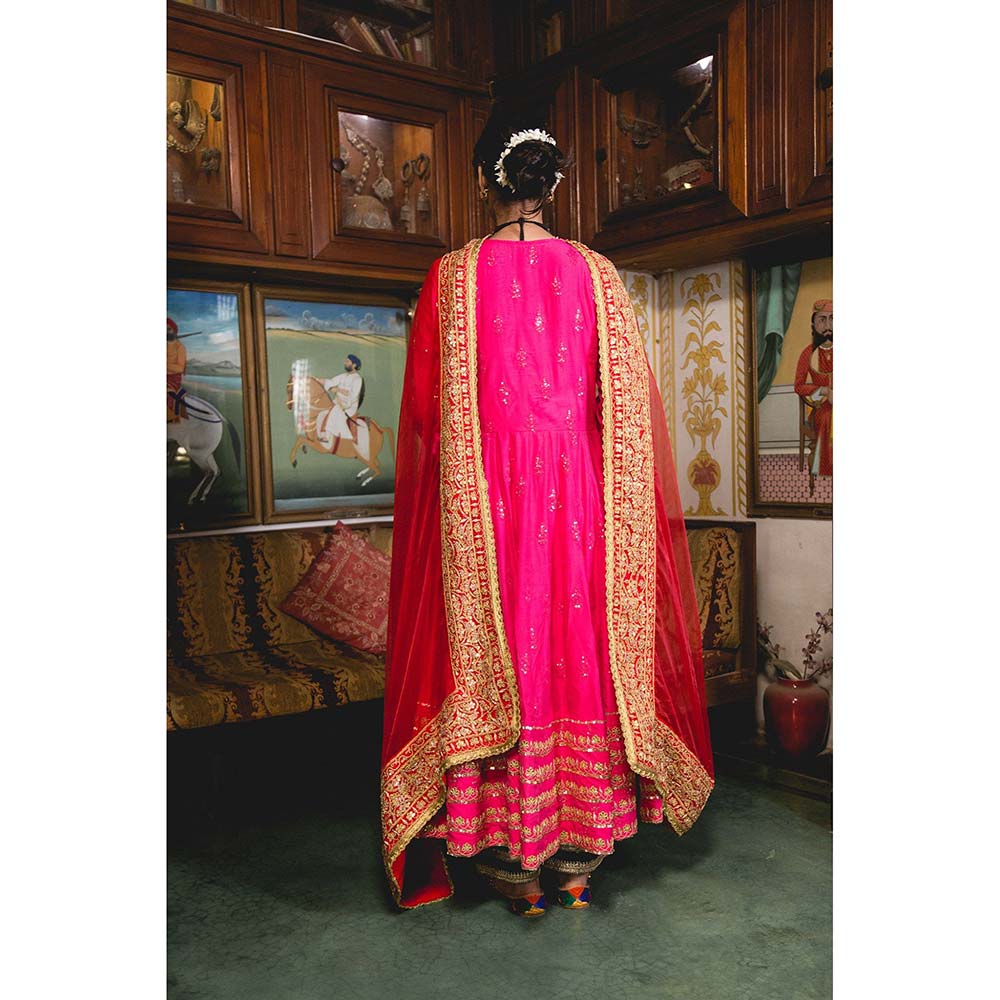 Gulabo Jaipur Nahal Pink Anarkali (Set of 3)