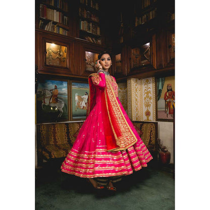 Gulabo Jaipur Nahal Pink Anarkali (Set of 3)