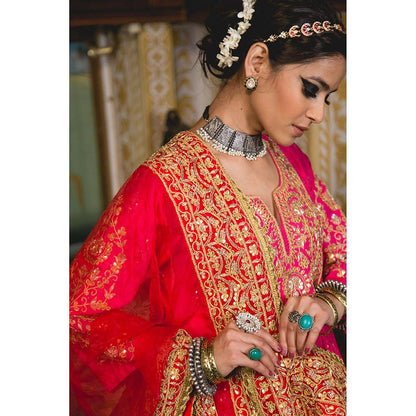Gulabo Jaipur Nahal Pink Anarkali (Set of 3)