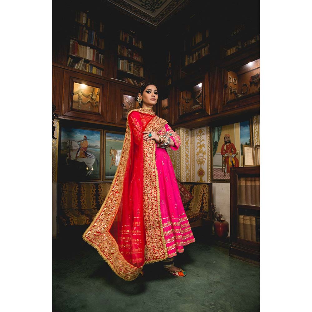 Gulabo Jaipur Nahal Pink Anarkali (Set of 3)