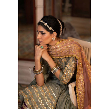Gulabo Jaipur Nahal Grey Anarkali (Set of 3)