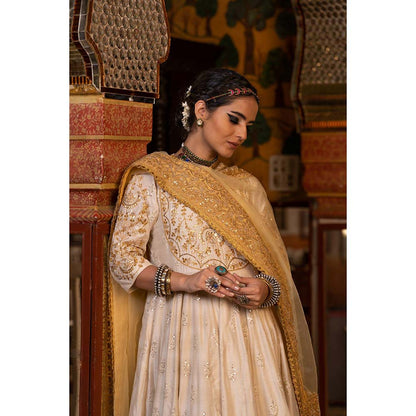 Gulabo Jaipur Nahal White Anarkali (Set of 3)