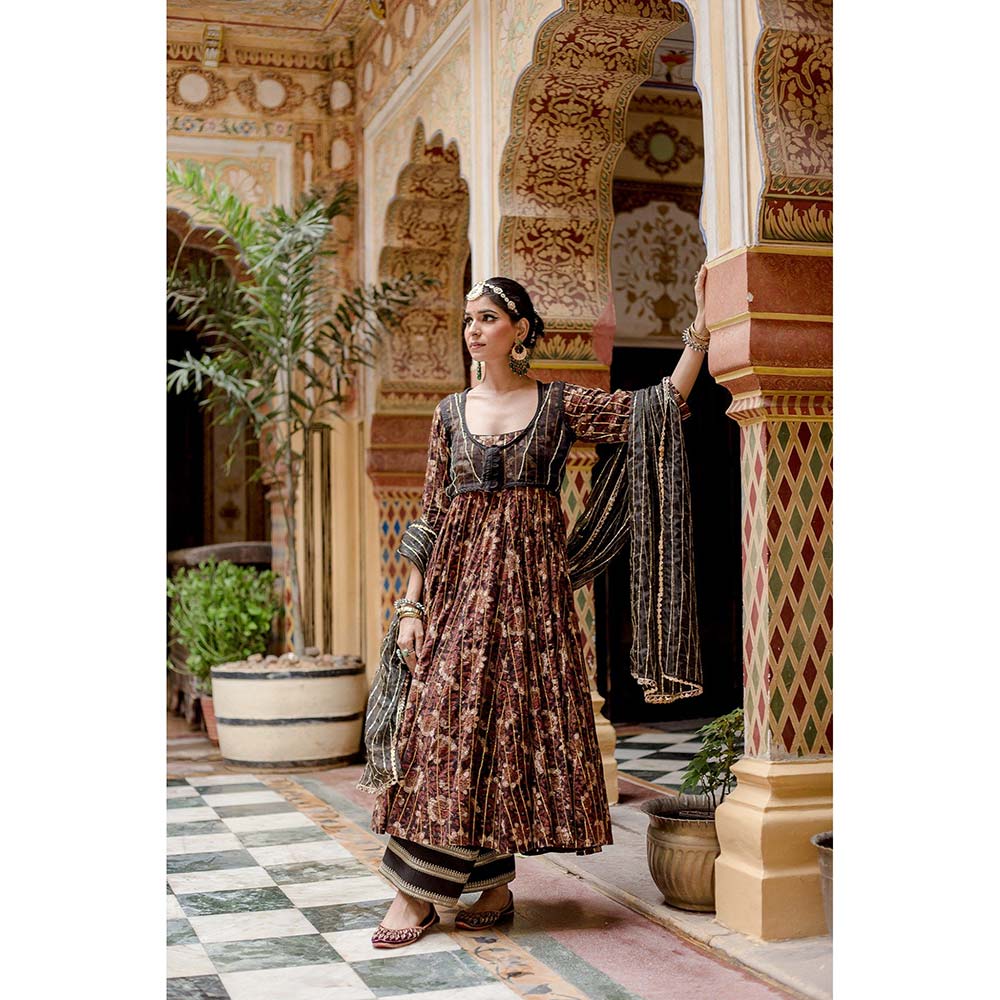Gulabo Jaipur Farah Black Anarkali (Set of 3)