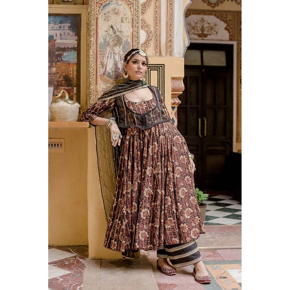 Gulabo Jaipur Farah Black Anarkali (Set of 3)