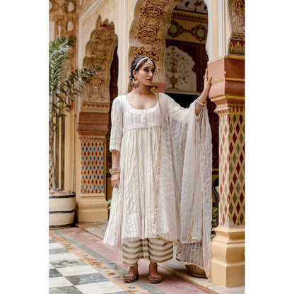 Gulabo Jaipur Farah White Anarkali (Set of 3)