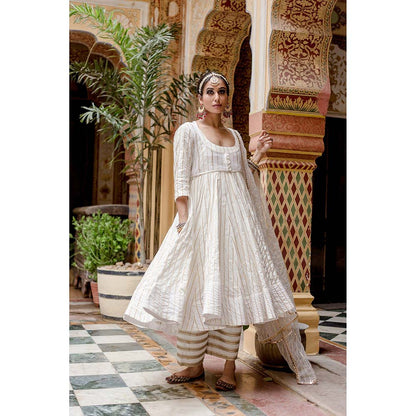 Gulabo Jaipur Farah White Anarkali (Set of 3)