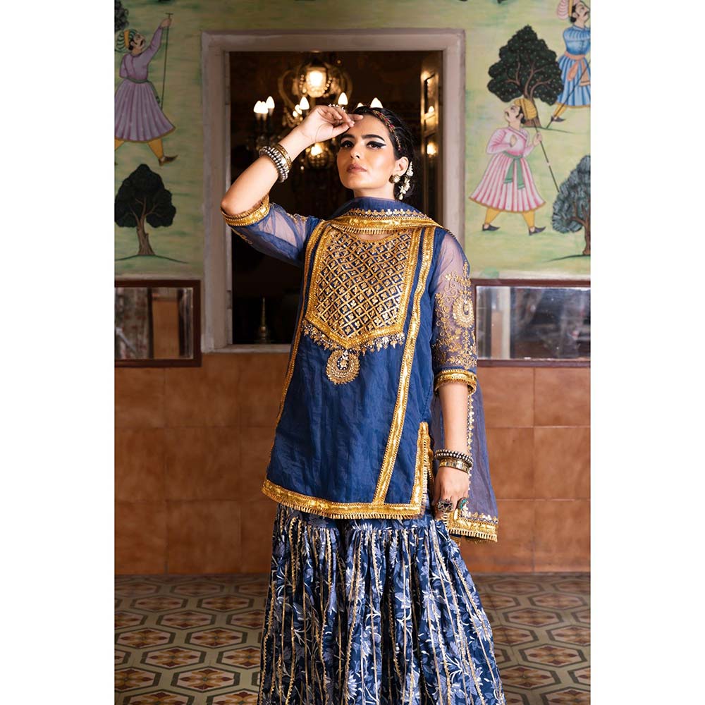Gulabo Jaipur Aasman Blue Sharara (Set of 3)