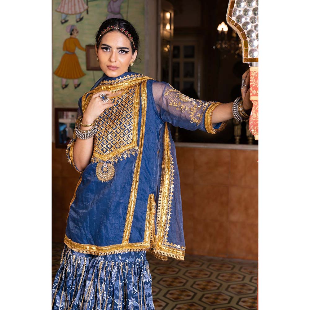Gulabo Jaipur Aasman Blue Sharara (Set of 3)