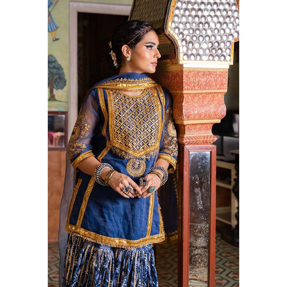 Gulabo Jaipur Aasman Blue Sharara (Set of 3)