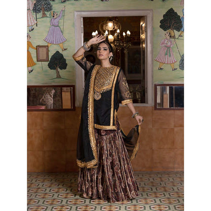 Gulabo Jaipur Aasman Black Sharara (Set of 3)