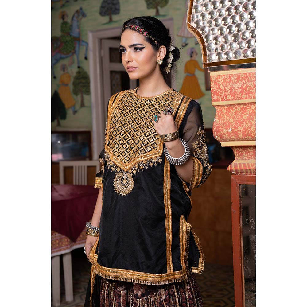 Gulabo Jaipur Aasman Black Sharara (Set of 3)