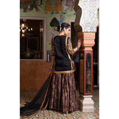 Gulabo Jaipur Aasman Black Sharara (Set of 3)