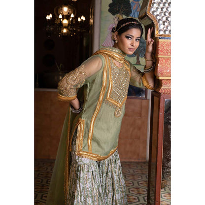 Gulabo Jaipur Aasman Green Sharara (Set of 3)