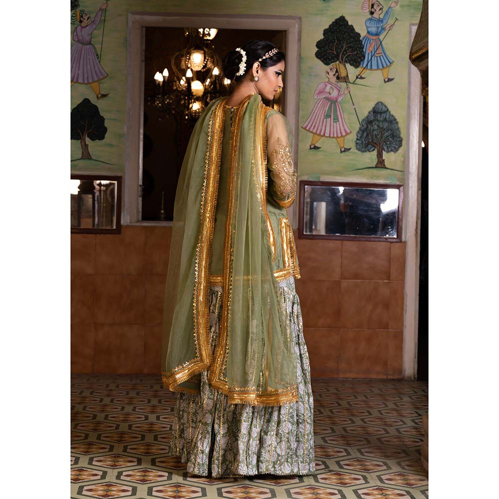 Gulabo Jaipur Aasman Green Sharara (Set of 3)