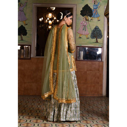 Gulabo Jaipur Aasman Green Sharara (Set of 3)