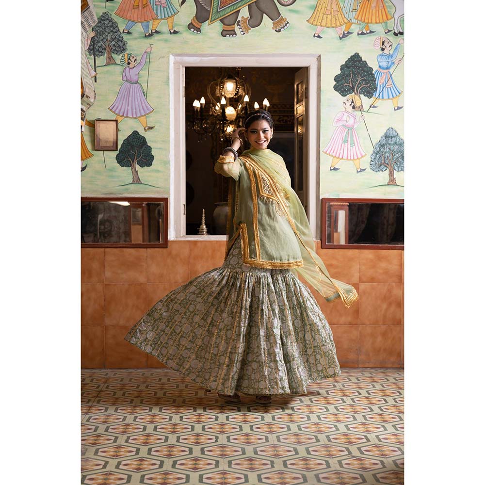 Gulabo Jaipur Aasman Green Sharara (Set of 3)