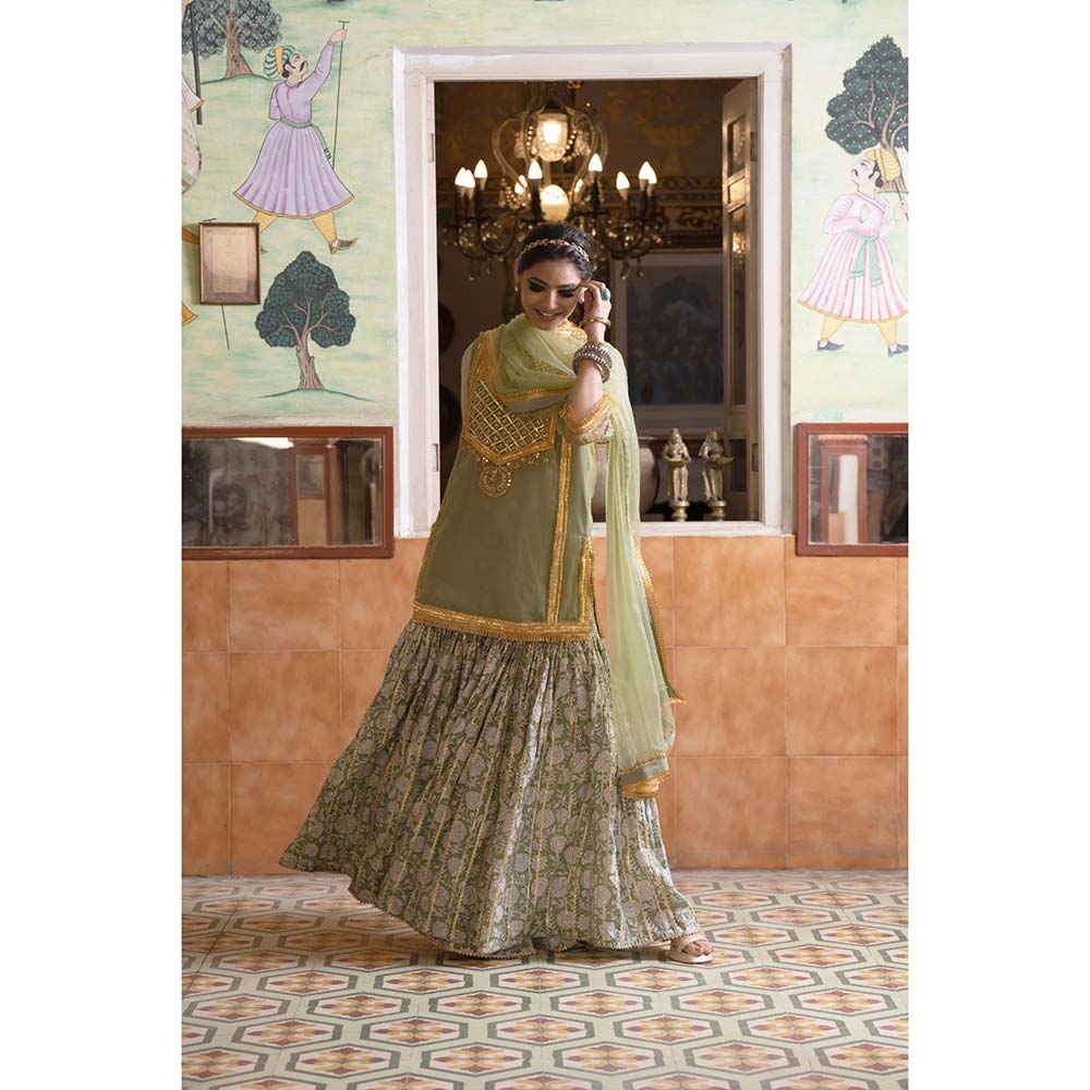 Gulabo Jaipur Aasman Green Sharara (Set of 3)