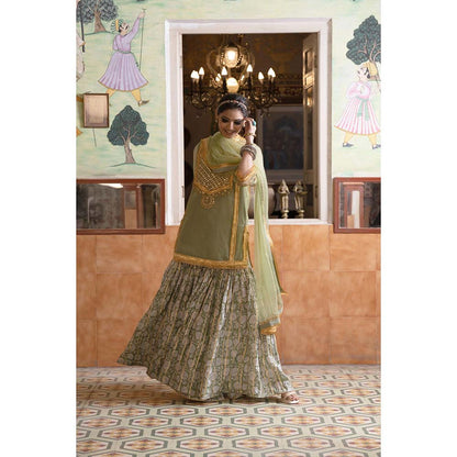 Gulabo Jaipur Aasman Green Sharara (Set of 3)