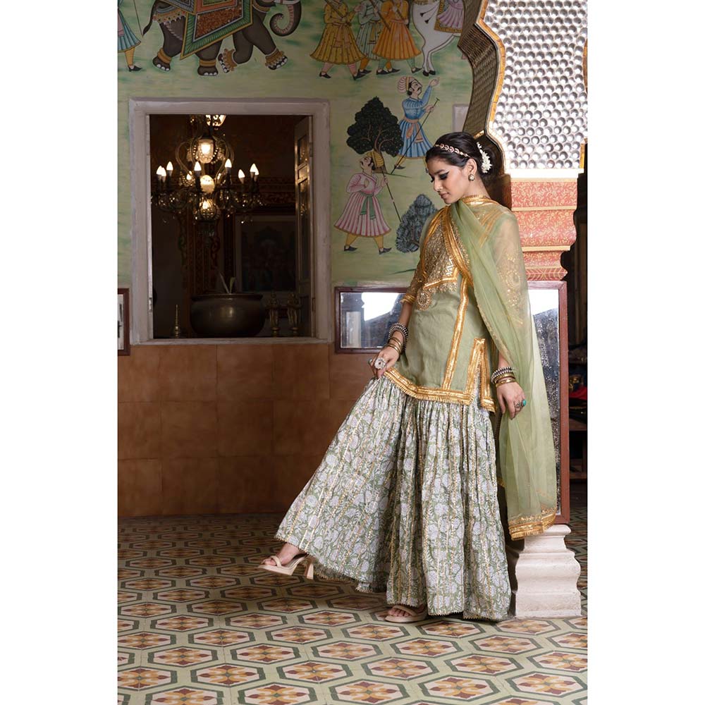 Gulabo Jaipur Aasman Green Sharara (Set of 3)