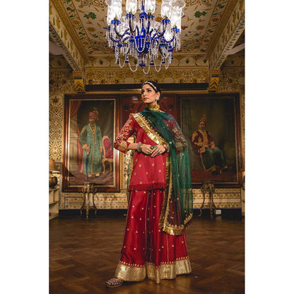 Gulabo Jaipur Imama Maroon Sharara (Set of 3)