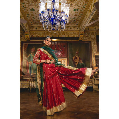 Gulabo Jaipur Imama Maroon Sharara (Set of 3)