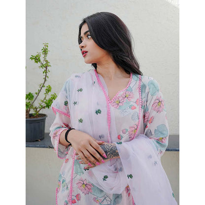 Gulabo Jaipur Muskan Pink Printed Embroidery Kurta (Set of 3)