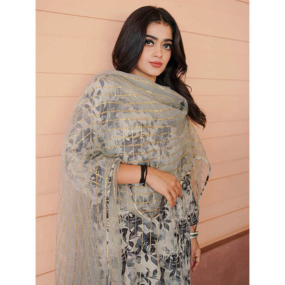 Gulabo Jaipur Meer Black And White Printed Embellished Kurta (Set of 3)