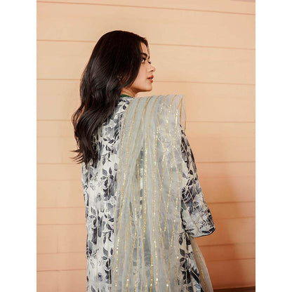 Gulabo Jaipur Meer Black And White Printed Embellished Kurta (Set of 3)