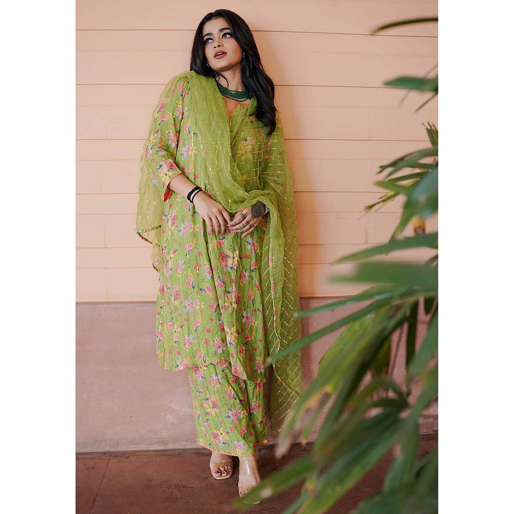 Gulabo Jaipur Meer Green Printed Embellished Kurta (Set of 3)