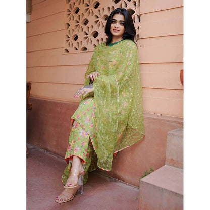 Gulabo Jaipur Meer Green Printed Embellished Kurta (Set of 3)