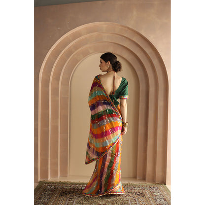 Gulabo Jaipur Gulnar Saree-Multi-Color with Unstitched Blouse