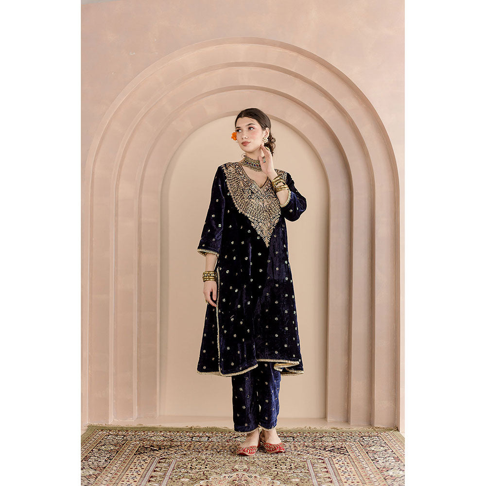 Gulabo Jaipur Chitra Kurta and Pant-Navy Blue (Set of 2)