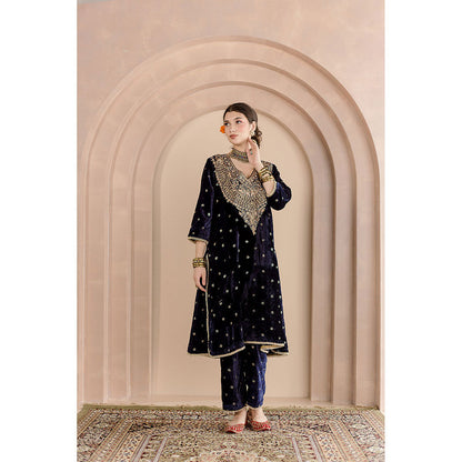 Gulabo Jaipur Chitra Kurta and Pant-Navy Blue (Set of 2)