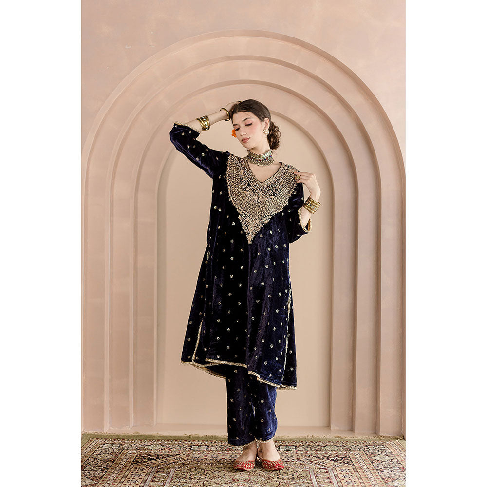 Gulabo Jaipur Chitra Kurta and Pant-Navy Blue (Set of 2)