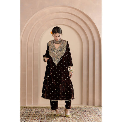 Gulabo Jaipur Chitra Kurta and Pant-Brown (Set of 2)