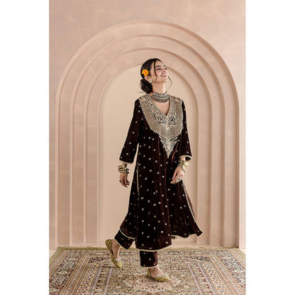Gulabo Jaipur Chitra Kurta and Pant-Brown (Set of 2)