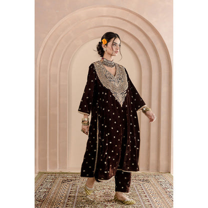 Gulabo Jaipur Chitra Kurta and Pant-Brown (Set of 2)