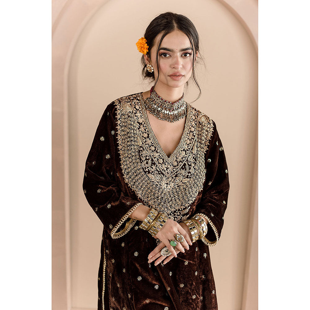 Gulabo Jaipur Chitra Kurta and Pant-Brown (Set of 2)